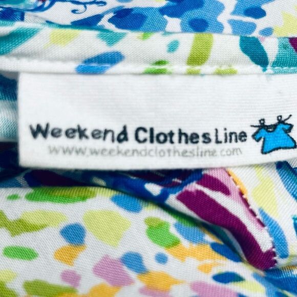 SOLD Weekend Clothes Line Multicolor Beach Theme Side Zip Slit Dress Sz M - Picture 10 of 11